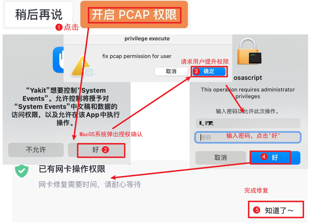 Yakit 开启 PCAP 权限操作流程