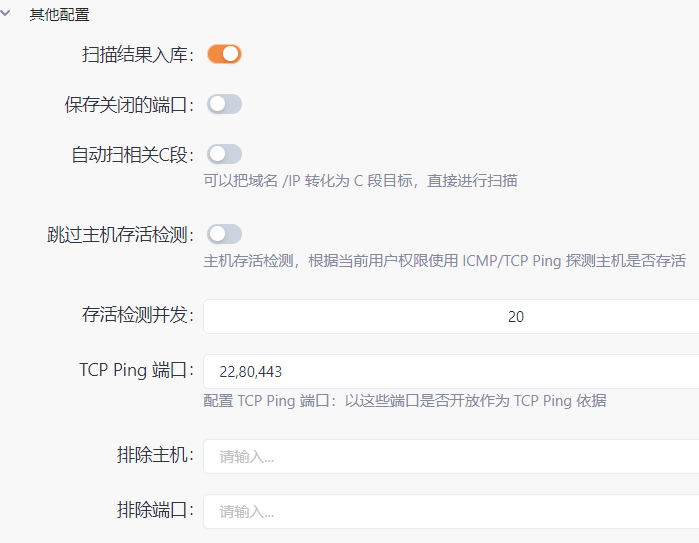 Yakit扫描配置界面展示