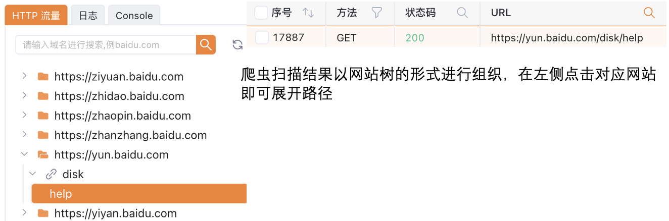 Yakit爬虫扫描结果以网站树形式展示