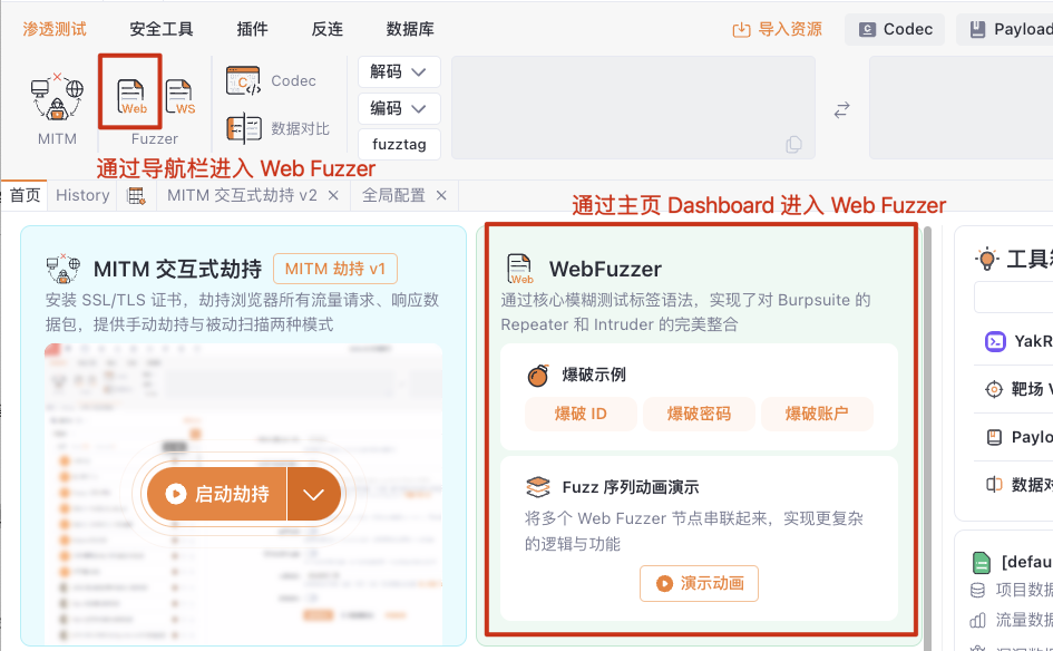 Yakit Web Fuzzer核心工作区界面布局与功能入口