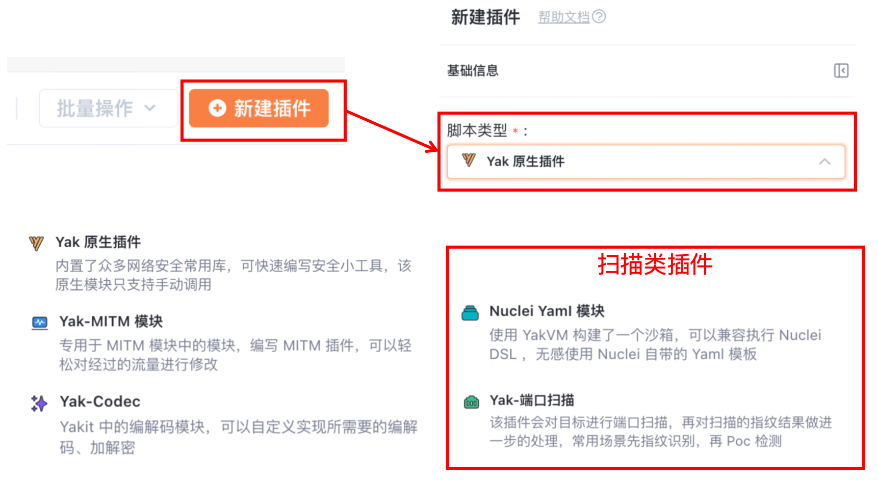 Yakit 插件创建界面与类型分类